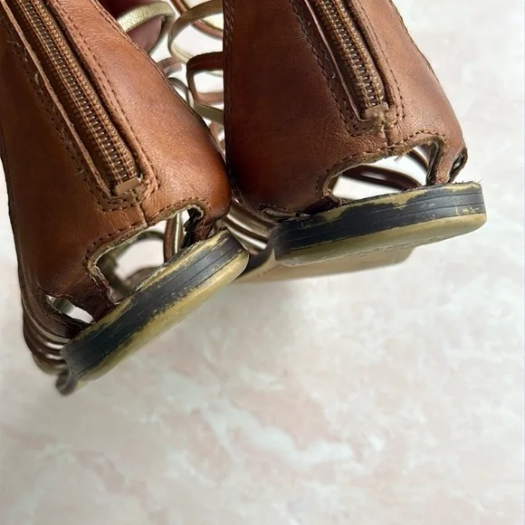Sam Edelman Kamille Gladiator Strappy Gold and Tan Sandals Sz 8 Women's - Picture 9 of 12